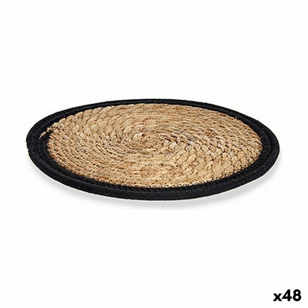 Table Mat Gift Decor Black Natural Natural Fibre 30 x 1 x 30 cm (48 Units)