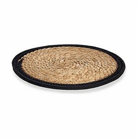 Table Mat Gift Decor Black Natural Natural Fibre 30 x 1 x 30 cm (48 Units)