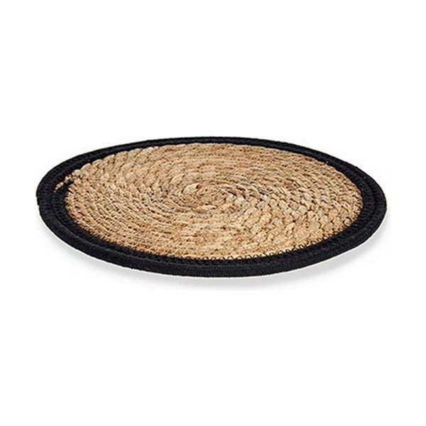 Table Mat Gift Decor Black Natural Natural Fibre 30 x 1 x 30 cm (48 Units)