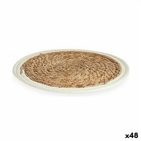 Table Mat Gift Decor White Natural Natural Fibre 30 x 1 x 30 cm (48 Units)