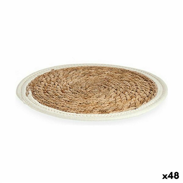Table Mat Gift Decor White Natural Natural Fibre 30 x 1 x 30 cm (48 Units)