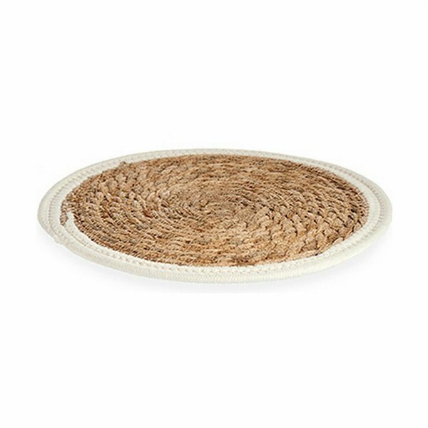 Table Mat Gift Decor White Natural Natural Fibre 30 x 1 x 30 cm (48 Units)
