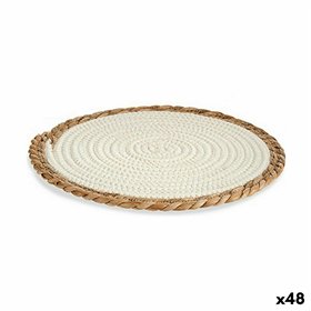 Table Mat Gift Decor White Natural Natural Fibre 30 x 1 x 30 cm (48 Units)
