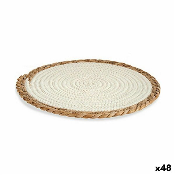 Table Mat Gift Decor White Natural Natural Fibre 30 x 1 x 30 cm (48 Units)