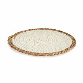 Table Mat Gift Decor White Natural Natural Fibre 30 x 1 x 30 cm (48 Units)