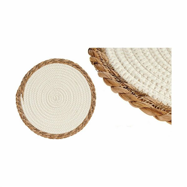 Table Mat Gift Decor White Natural Natural Fibre 30 x 1 x 30 cm (48 Units)