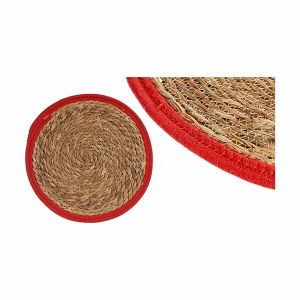Table Mat Gift Decor Red Natural Natural Fibre 35 x 1 x 35 cm (48 Units)