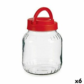 Jar Vivalto Red Transparent 1,7 L Lid with handle (6 Units)