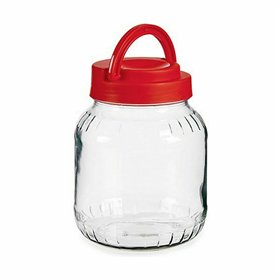 Jar Vivalto Red Transparent 1,7 L Lid with handle (6 Units)