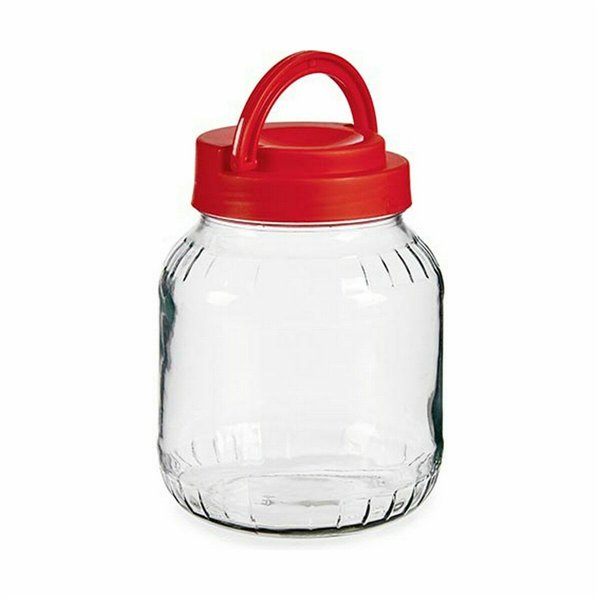 Jar Vivalto Red Transparent 1,7 L Lid with handle (6 Units)