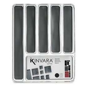 Cutlery Organiser Kinvara Grey Transparent Silicone Plastic TPR Recycled plastic 32,3 x 4,5 x 40 cm (12 Units)