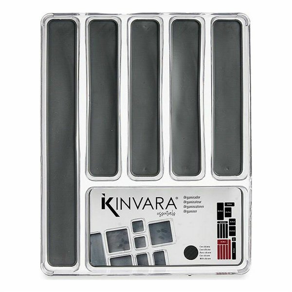 Cutlery Organiser Kinvara Grey Transparent Silicone Plastic TPR Recycled plastic 32,3 x 4,5 x 40 cm (12 Units)