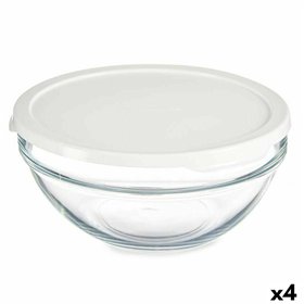 Round Lunch Box with Lid Pasabahce Chefs White 1,7 L (4 Units)