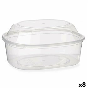 Rectangular Lunchbox with Lid Leknes Transparent polypropylene 1,5 L (8 Units)