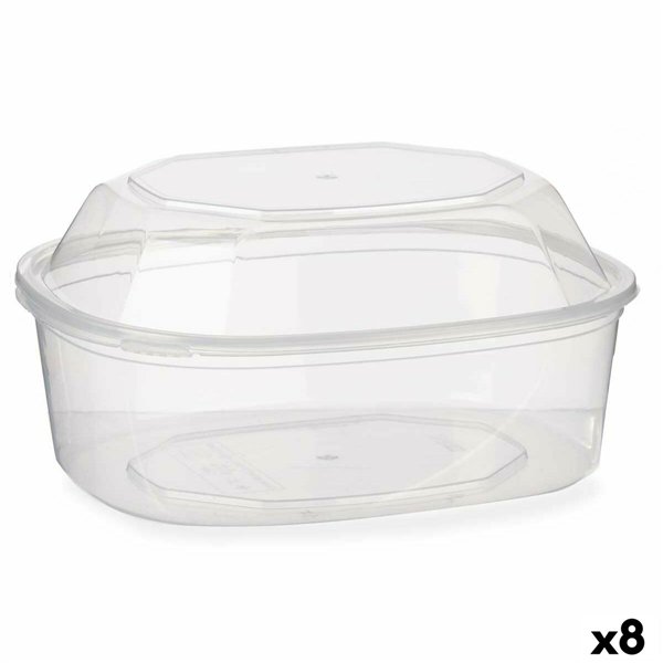 Rectangular Lunchbox with Lid Leknes Transparent polypropylene 1,5 L (8 Units)