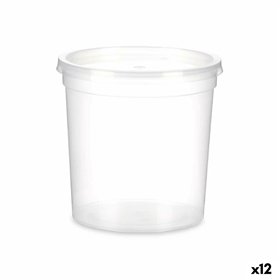 Round Lunch Box with Lid Leknes Transparent polypropylene 1 L (12 Units)