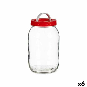 Jar Vivalto Red Transparent 2 L Lid with handle (6 Units)