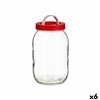 Jar Vivalto Red Transparent 2 L Lid with handle (6 Units)
