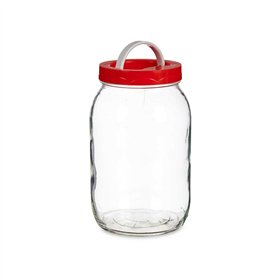 Jar Vivalto Red Transparent 2 L Lid with handle (6 Units)