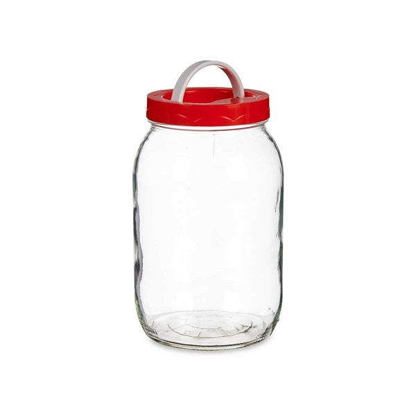 Jar Vivalto Red Transparent 2 L Lid with handle (6 Units)