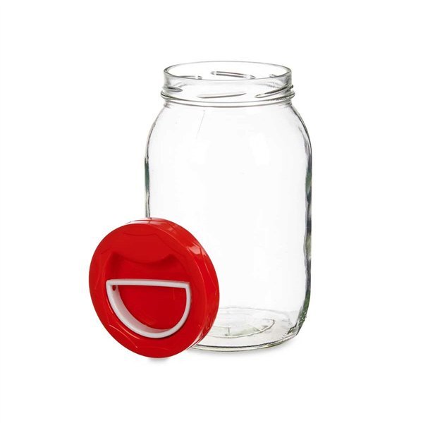 Jar Vivalto Red Transparent 2 L Lid with handle (6 Units)