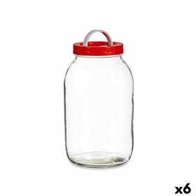 Jar Vivalto Red Transparent 3 L Lid with handle (6 Units)