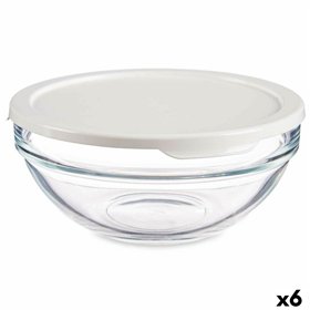 Round Lunch Box with Lid Pasabahce Chefs White 595 ml (6 Units)