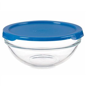 Round Lunch Box with Lid Pasabahce Chefs Blue 595 ml (6 Units)