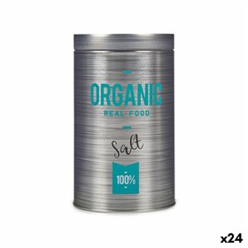 Salt cellar Kinvara Organic Grey Tin 10,4 x 18,2 x 10,4 cm Salt (24 Units)
