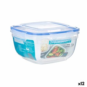 Hermetic Lunch Box Leknes Transparent Plastic Squared 2,4 L (12 Units)