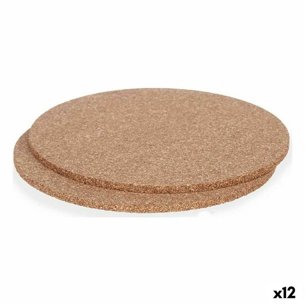 Trivet set Kinvara Natural Cork 18 x 1 x 18 cm 18 x 0,5 x 18 cm Table Mat (12 Units)