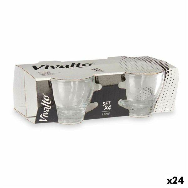 Piece Coffee Cup Set Vivalto Transparent Glass 80 ml (24 Units)