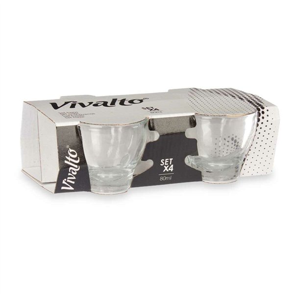 Piece Coffee Cup Set Vivalto Transparent Glass 80 ml (24 Units)