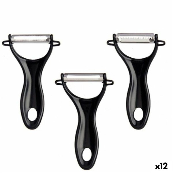 Fruit and Vegetable Peeler Kinvara Black Stainless steel polypropylene 9 x 20 x 3,5 cm 10,2 x 20 x 3,5 cm Set (12 Units)