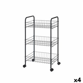 Vegetable trolley Kinvara Black Metal polypropylene Plastic 37 x 27 x 63 cm 26,5 x 56 x 8,5 cm (4 Units)