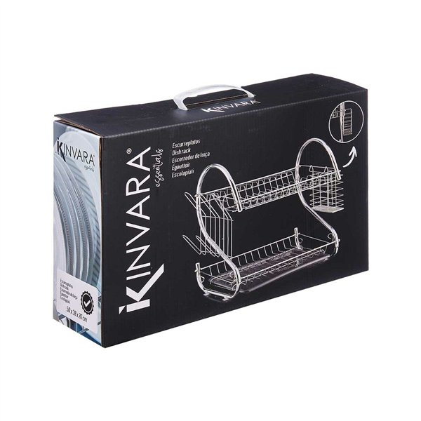 Draining Rack for Kitchen Sink Kinvara Grey 45,5 x 24,5 x 37,5 cm 41 x 26,5 x 11,5 cm