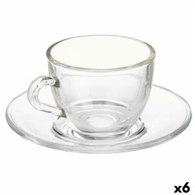 Cup with Plate Vivalto Transparent Glass 85 ml (6 Units)