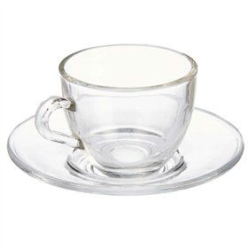 Cup with Plate Vivalto Transparent Glass 85 ml (6 Units)