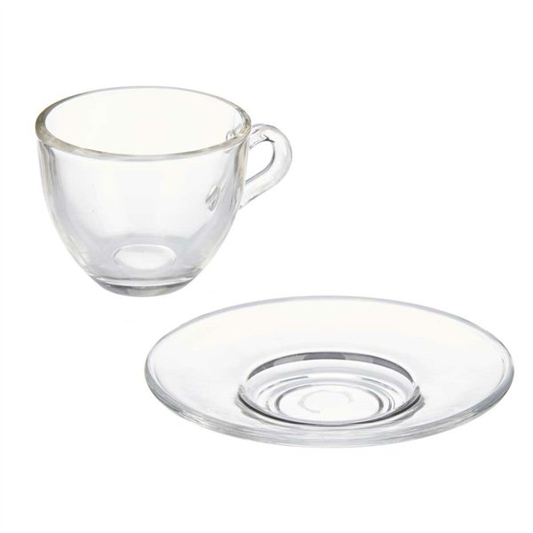 Cup with Plate Vivalto Transparent Glass 85 ml (6 Units)