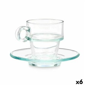 Cup with Plate Vivalto Transparent Glass 90 ml (6 Units)