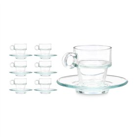 Cup with Plate Vivalto Transparent Glass 90 ml (6 Units)