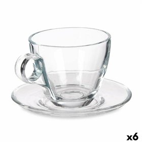 Cup with Plate Vivalto Transparent Glass 170 ml (6 Units)