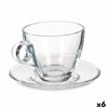 Cup with Plate Vivalto Transparent Glass 170 ml (6 Units)
