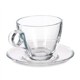 Cup with Plate Vivalto Transparent Glass 170 ml (6 Units)