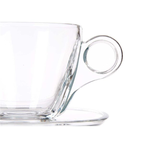 Cup with Plate Vivalto Transparent Glass 170 ml (6 Units)