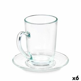 Cup with Plate Vivalto Transparent Glass 200 ml (6 Units)