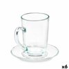 Cup with Plate Vivalto Transparent Glass 200 ml (6 Units)