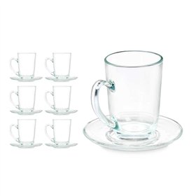 Cup with Plate Vivalto Transparent Glass 200 ml (6 Units)