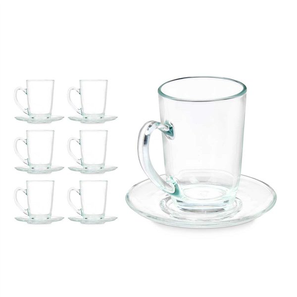 Cup with Plate Vivalto Transparent Glass 200 ml (6 Units)