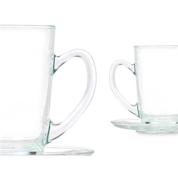 Cup with Plate Vivalto Transparent Glass 200 ml (6 Units)